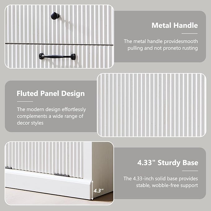 Modern Double Tilt-Out Laundry Hamper Cabinet, 20 Gallon Fluted Trash Can - Image 5