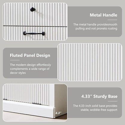 Modern Double Tilt-Out Laundry Hamper Cabinet, 20 Gallon Fluted Trash Can - Image 5