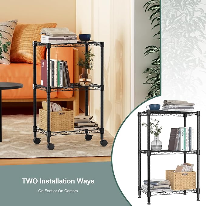 3 Tier Shelf Metal Storage Shelves Wire Rack Closet Organizers - Image 7
