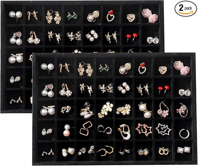 Large Velvet Jewelry Tray 2 Pack Stackable Jewelry Display Drawer Inserts Trays by Unknown