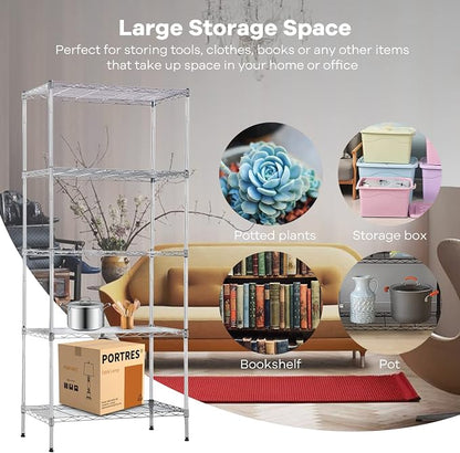 NChanmar 5-Tier Wire Shelving Unit Storage Shelves Metal Shelves 61"x24"x14" - Image 4