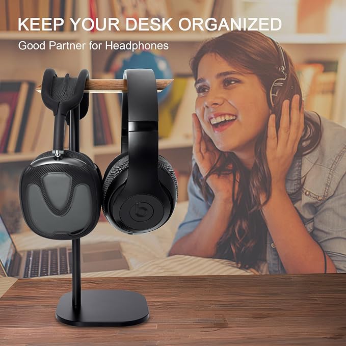 Gvoears Upgraded Headphone Stand, Walnut Wood Headphone Stands Headset Holder - Image 7
