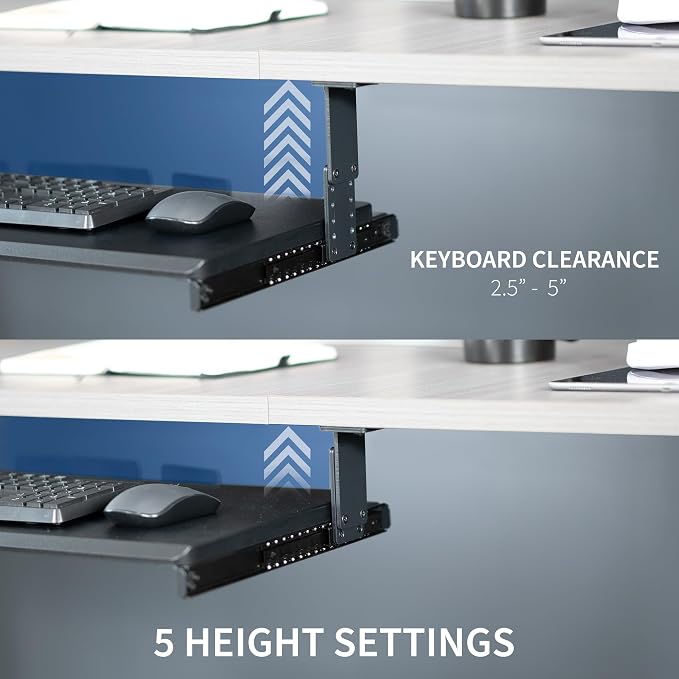VIVO Large Height Adjustable Under Desk Keyboard Tray, 27 x 11 inch Slide-Out - Image 6