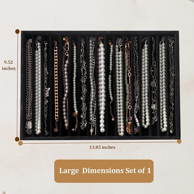 Large Jewelry Organizer for Drawer Insert Velvet Stackable Jewelry Trays for - Image 6