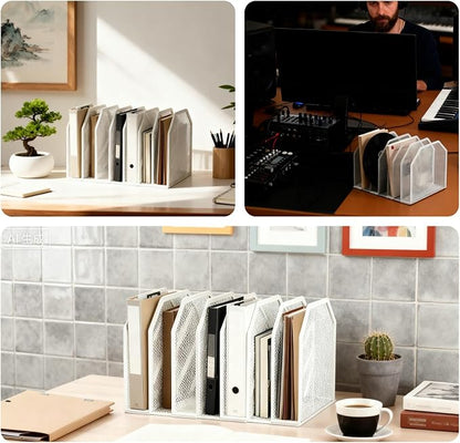 7-Grid Detachable Vertical File Organizer, Metal Mesh File Holder - Image 6