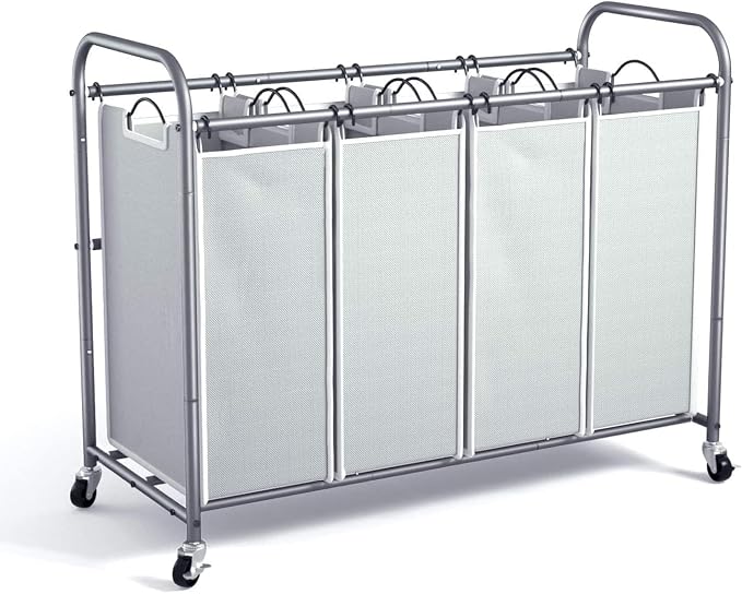 ROMOON Laundry Hamper Sorter Cart: 4-Section Organizer by ROMOON
