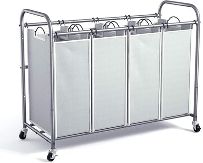 ROMOON Laundry Hamper Sorter Cart: 4-Section Organizer by ROMOON