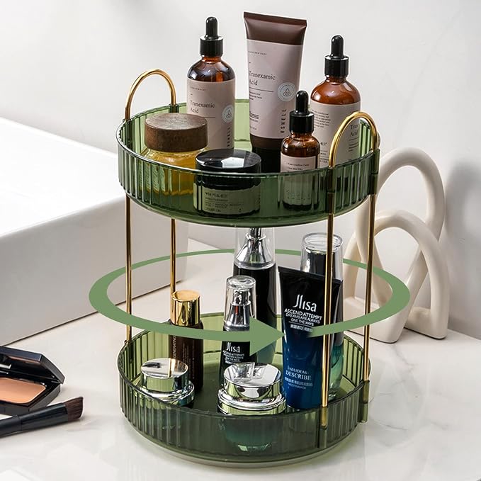 Rotating Makeup Organizer for Vanity, High-Capacity Skincare Make Up Storage by SHUANGQING