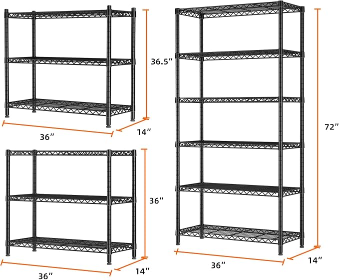 SINGAYE 6 Tier Shelf Organizer Storage Metal Shelves Garage Wire Shelving Unit - Image 3