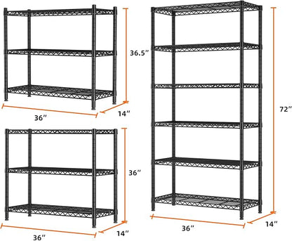SINGAYE 6 Tier Shelf Organizer Storage Metal Shelves Garage Wire Shelving Unit - Image 3