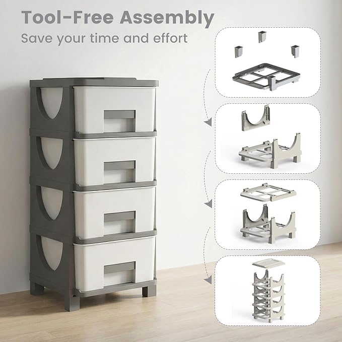 Giantex 2 Pack 4-Drawer Storage Organizer, Plastic Storage Tower - Image 5