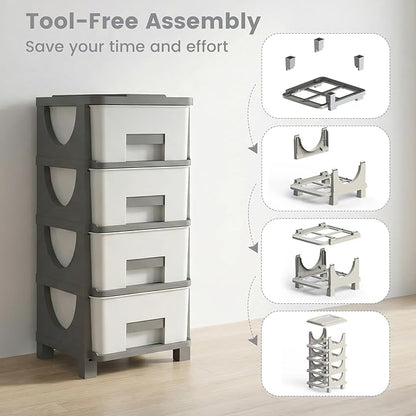 Giantex 2 Pack 4-Drawer Storage Organizer, Plastic Storage Tower - Image 5