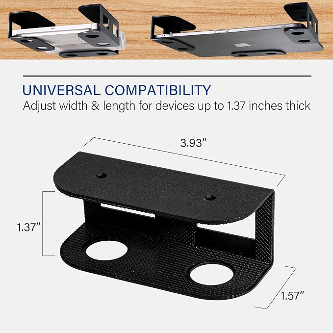 BYMECOST Under Desk Laptop Mount, Metal Under Desk Storage Holder, - Image 5