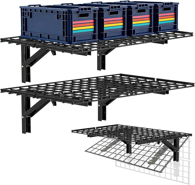 AIRAJ Foldable Garage Wall Mounted Shelving, 660Lbs Capacity, Floating Storage by AIRAJ
