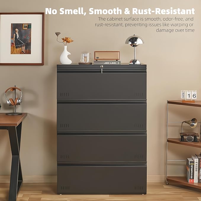 Metal File Cabinet with Lock, 4 Drawer Lateral File Cabinets - Image 6