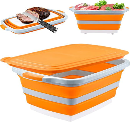Collapsible BBQ Prep Tub with Cutting Board by CompanionforOutdoorsHome