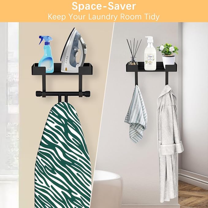 JUYSON Ironing Board Holder, Wall-Mounted Iron and Board Set Storage - Image 2