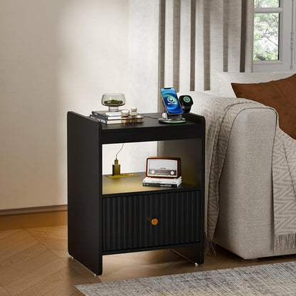 HIFYOBRO 21.6" Tall Fluted Nightstand Set, End Table - Image 7