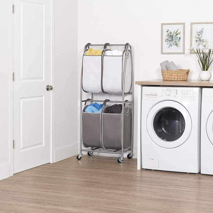Neatfreak - 2 Tier Vertical Rolling Laundry Cart - Rolling Storage Cart On - Image 3