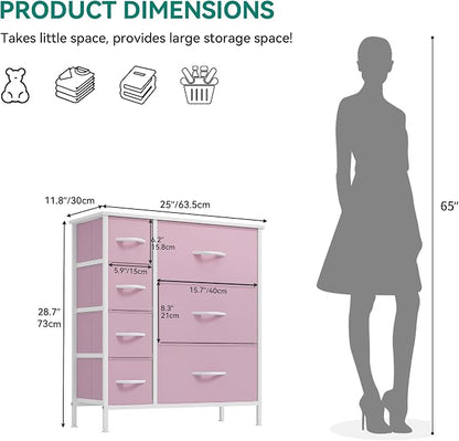 YITAHOME Pink Dresser, 7 Drawers Fabric Dresser - Image 3