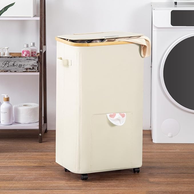 Vincona Laundry Basket with Wheels, Tall Dirty Clothes Hamper on Wheels - Image 6