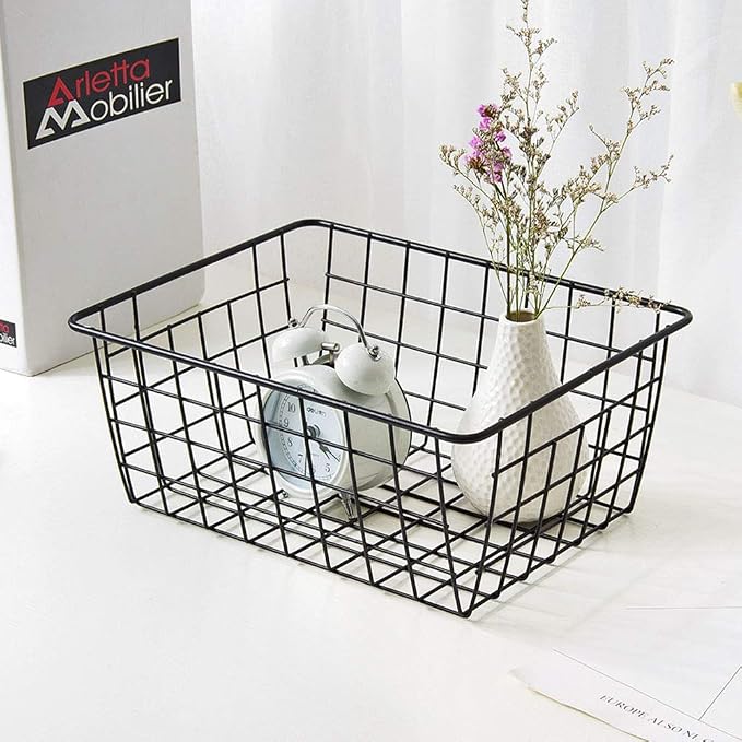 Metal Wire Storage Basket with Handles - Image 3