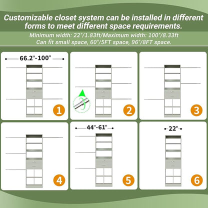 Besiost Closet System, 4-8 FT Closet Organizer Tower - Image 4