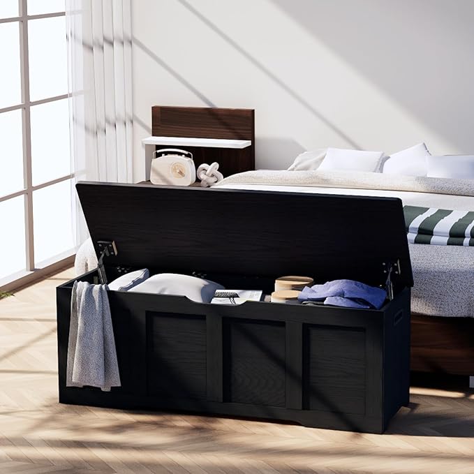 Timberer 47.2" Wooden Storage Chest, Extra Large Storage Trunk | Storage Bench - Image 2