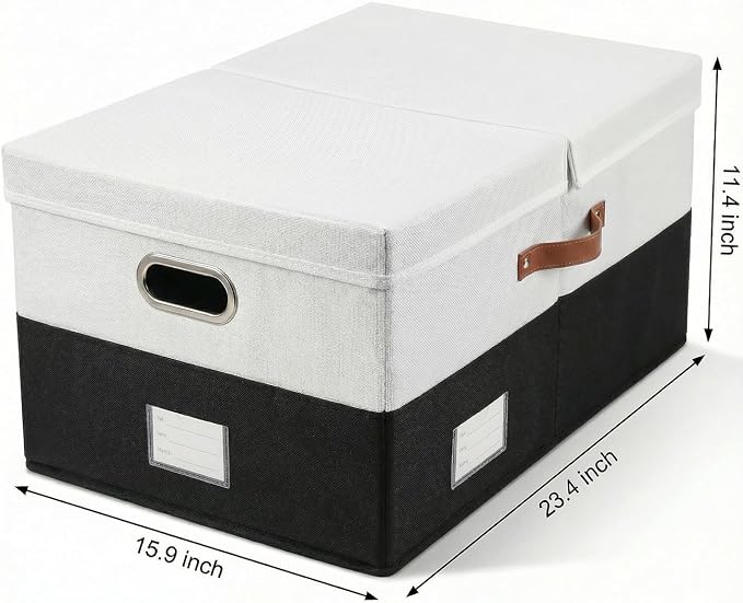 PRANDOM Storage Bins with Lids Linen Fabric Foldable Storage Boxes Organizer - Image 2