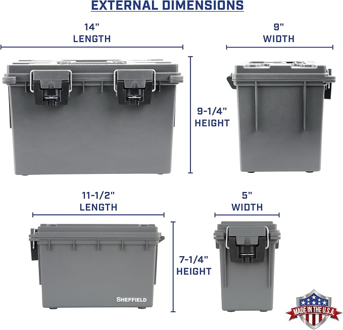 Sheffield Ammo Box Made in USA, Stackable Lockable Ammo Storage Box, Water & - Image 4