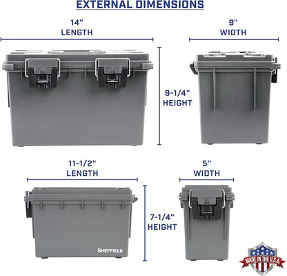Sheffield Ammo Box Made in USA, Stackable Lockable Ammo Storage Box, Water & - Image 4