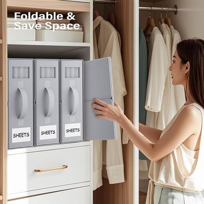 Bed Sheet Organizers and Storage, Foldable Fabric Storage Bins - Image 4