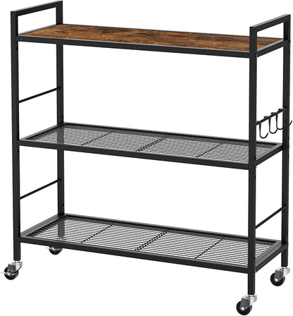 3-Tier Metal Storage Rack with Industrial Wheels, Mesh Shelving Unit with by Unknown