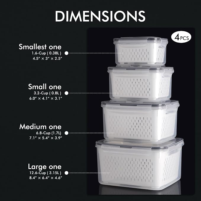HOTEC 4-Pack Large Fruit Storage Container - Image 2