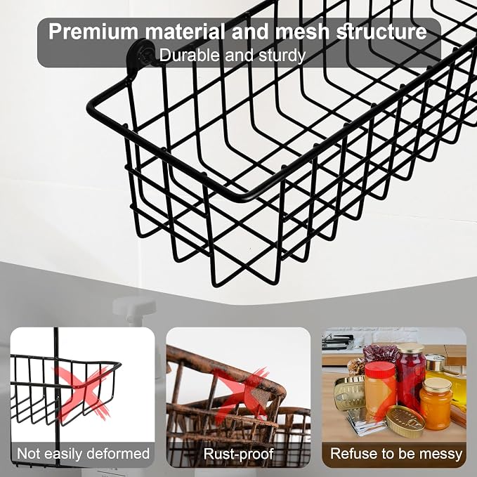 Spice Rack Organizer Wall Mount, 2 Pack Black Seasoning Rack Wire Storage - Image 4