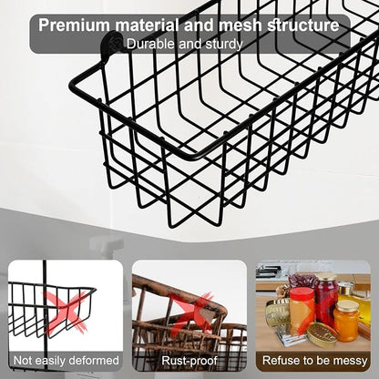 Spice Rack Organizer Wall Mount, 2 Pack Black Seasoning Rack Wire Storage - Image 4