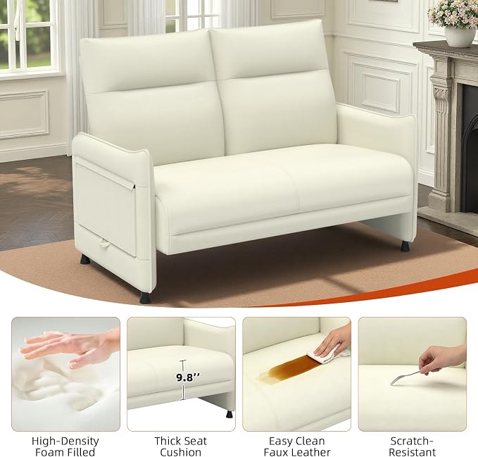 Faux Leather Loveseat, Upholstered Loveseat - Image 4
