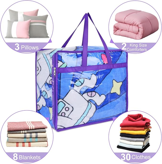 4 Pack Clear Zippered Storage Bags - Image 3