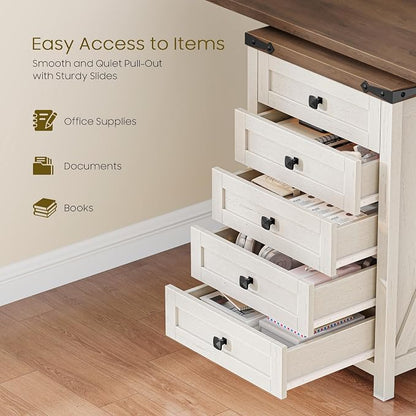 Halitaa 5 Drawer Small File Cabinet, Farmhouse Vertical Filing Cabinet | Under - Image 5