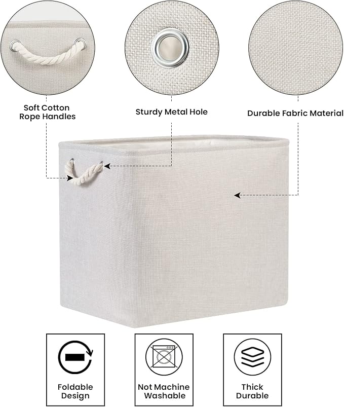 Bidtakay Fabric Beige Baskets Extra Large Organization Baskets - Image 7