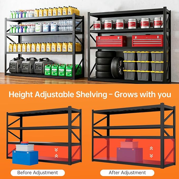 4-Tier 71 "W × 24 "D × 71" H Garage Shelving 8000LBS Storage Shelves Heavy Duty - Image 6