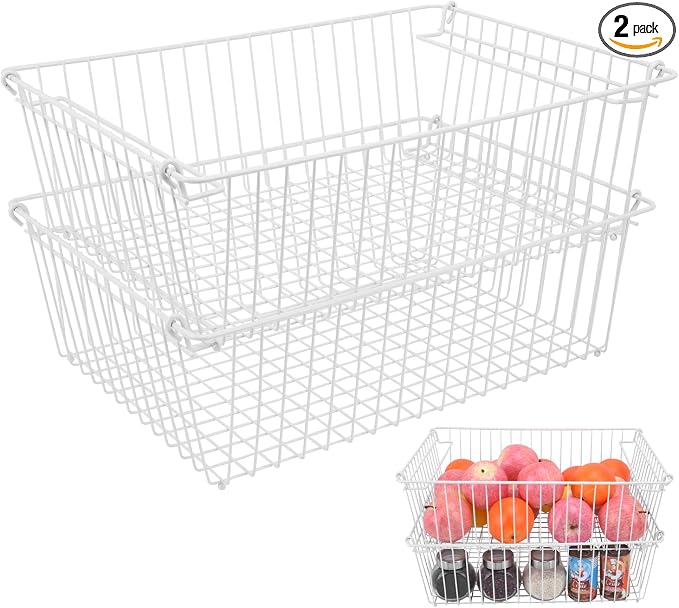 Set of 2 Stackable XXL Wire Baskets by Unknown