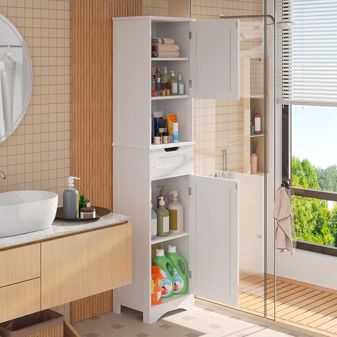 Gizoon 67” H Tall Bathroom Storage Cabinet, Narrow Storage Cabinet, Living Room - Image 7