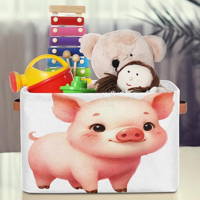 Pardick Basket Storage Bins Cute Animal Pig Rectangle Cube Basket Box Kids - Image 3