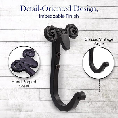 The Metal Magician Sheep Headed Iron Hooks Wall Mount Black Hanger Set of 3 - Image 7
