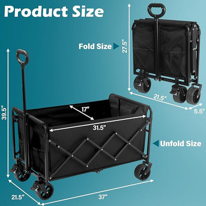 Collapsible Wagon Cart with Wheels Foldable: 500LBS Heavy Duty Folding Utility - Image 6