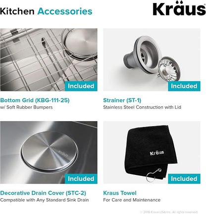 Kraus KHU111-25 Standart PRO 16 Gauge Undermount Single Bowl Stainless Steel - Image 17