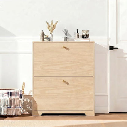 Nicetree Shoe Cabinet with 2 Flip Drawers, Narrow Shoe Organizer Cabinet - Image 7