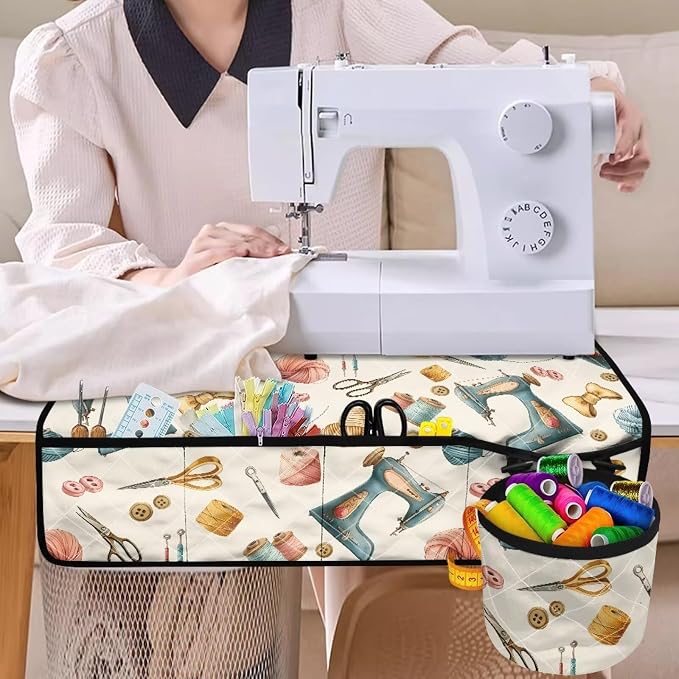 Vintage Sewing Elements Print Sewing Machine Mat - Image 3