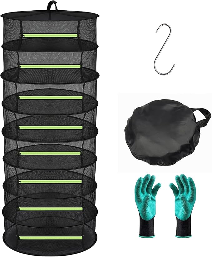 Herb Drying Rack Hanging 8 Layer, 2ft Collapsible Herb Dryer Mesh by SeropyDirect